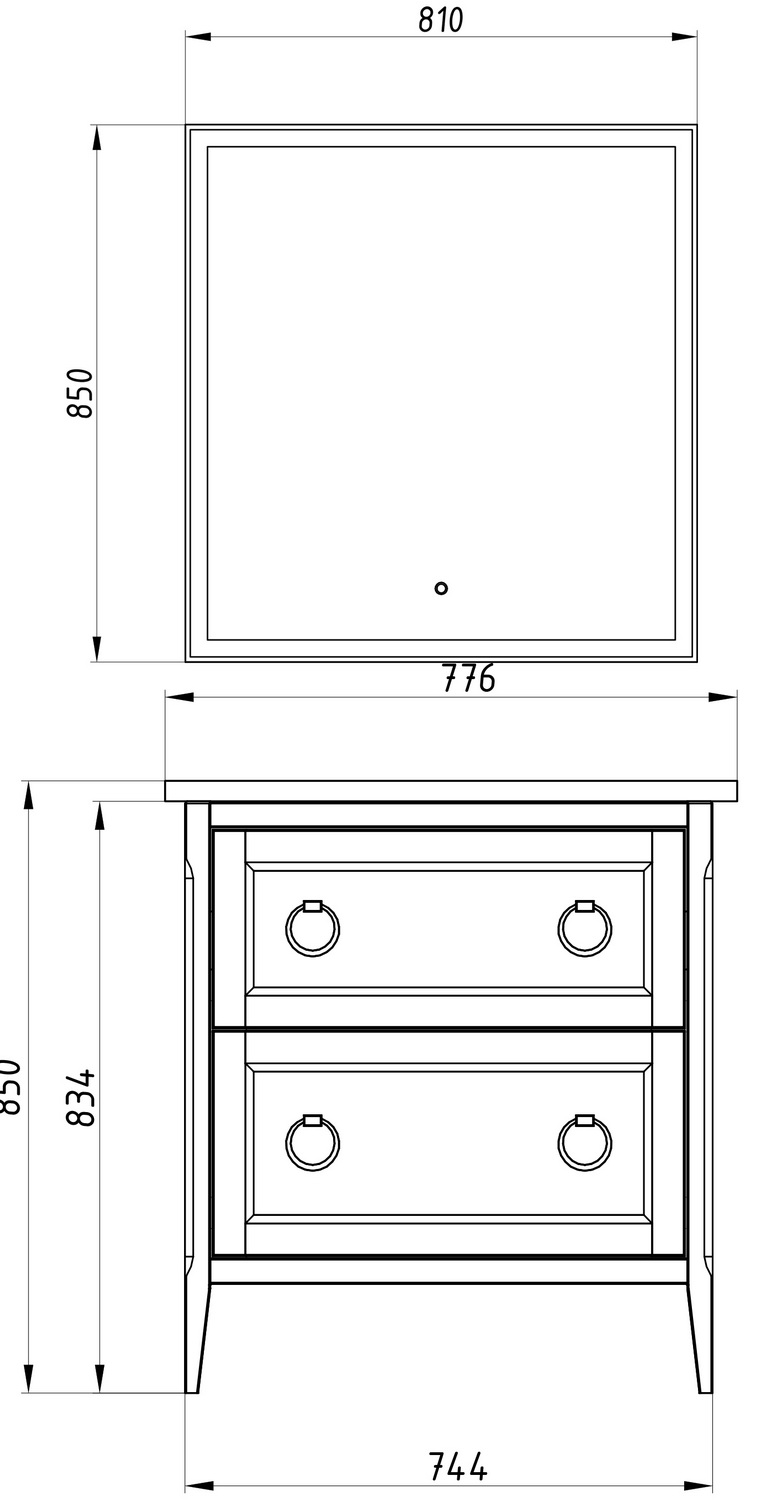 Зеркало белое Монте 80 с полочкой