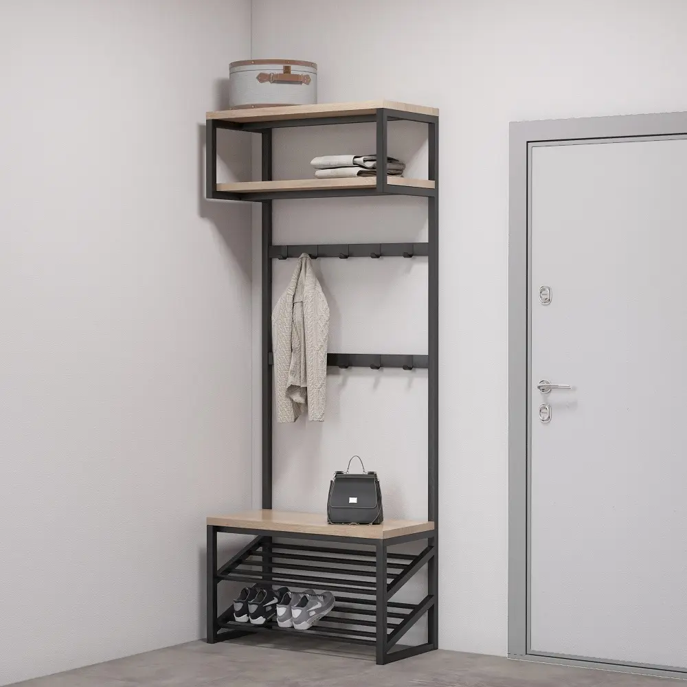 Вешалка лофт чёрная 01-02