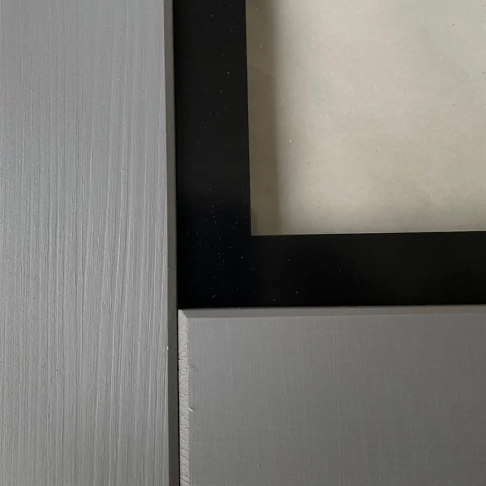 Буфет Сканди 4 стеклянные двери и ящики, серый 7046\антик