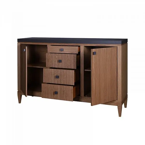 Комод с 4 ящиками массив дуба Фокстрот 324B рельеф (дуб натуральный/бетон)