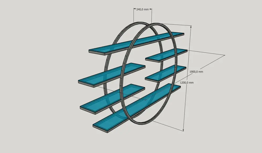 Полка с 4 полками чёрная 03-01
