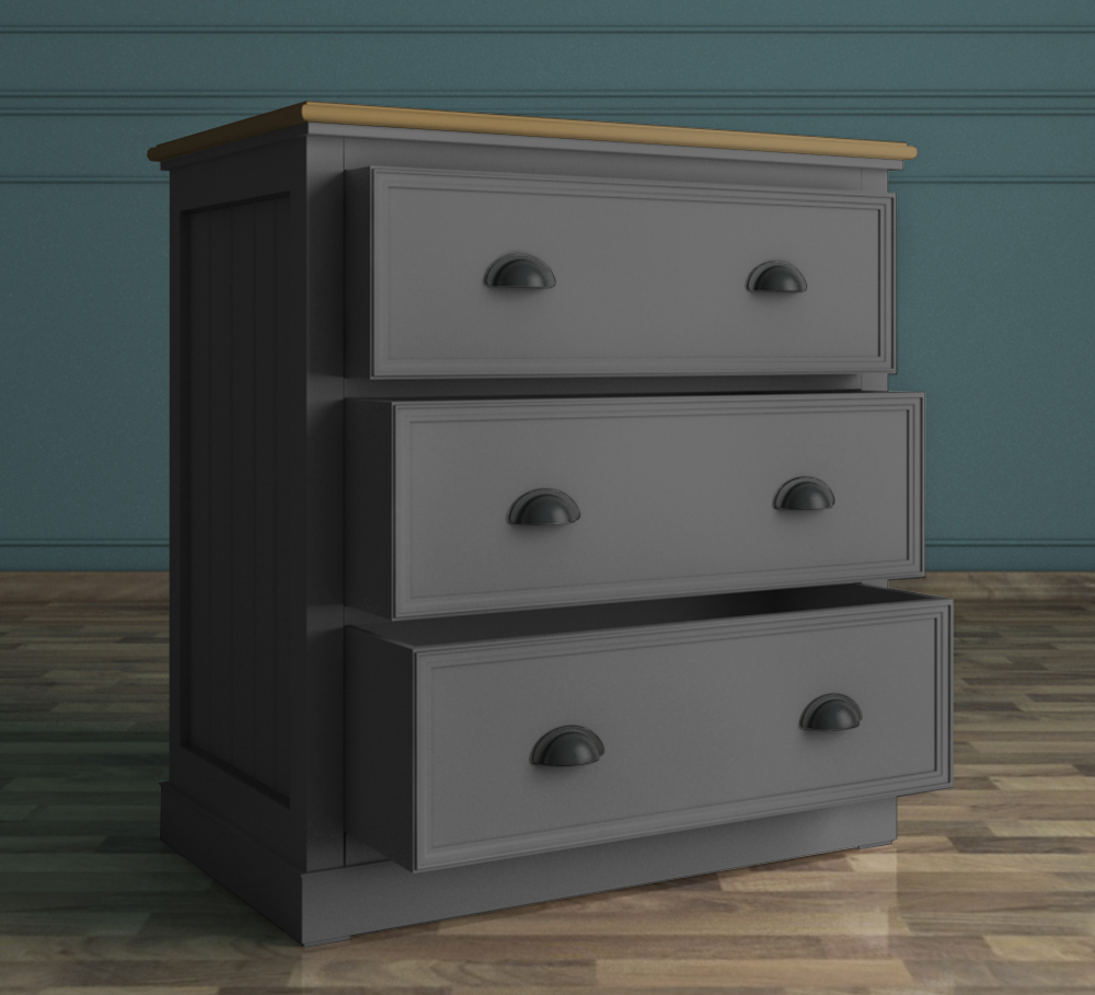 Серый комод "Palermo" с тремя ящиками малый