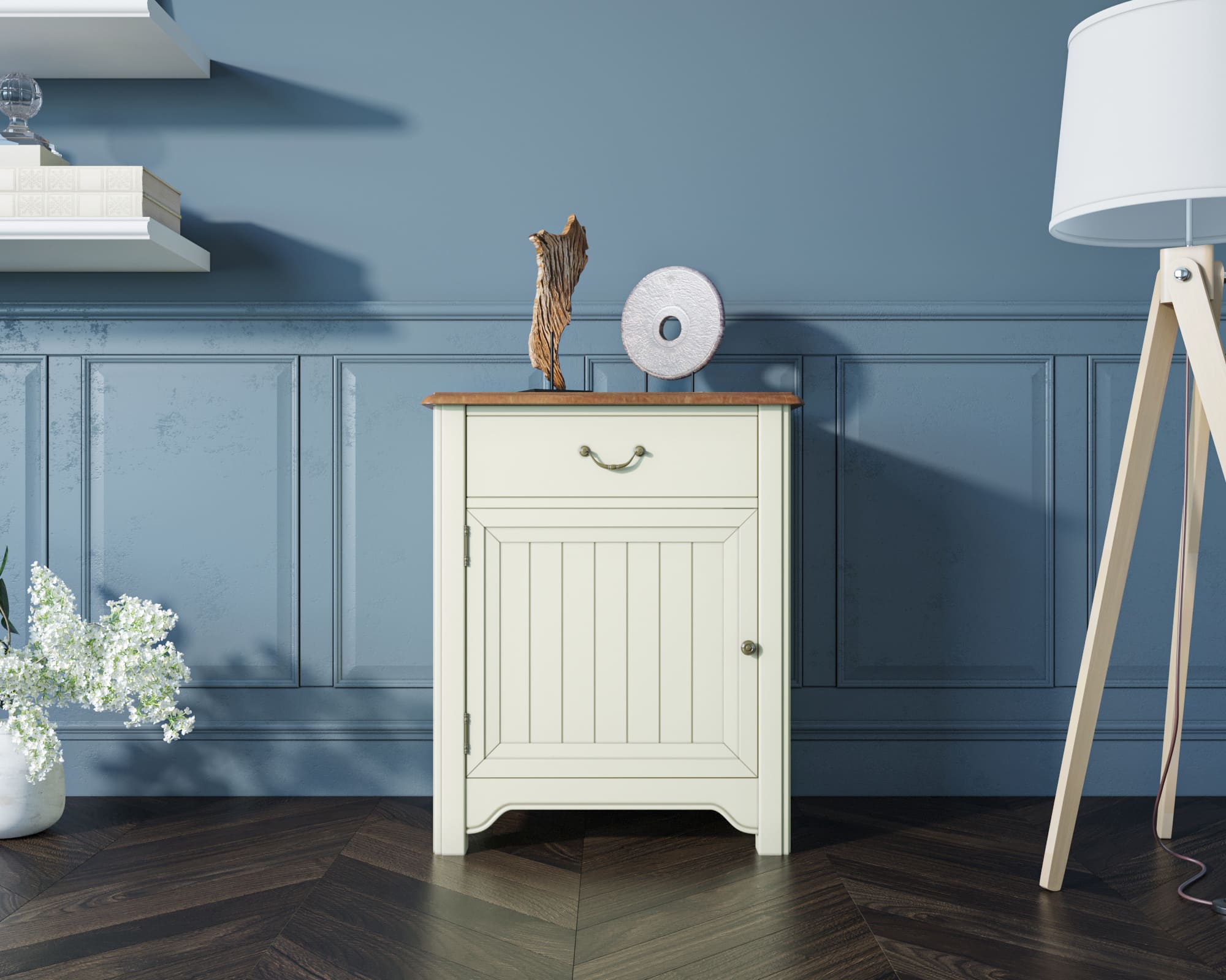 Бежевая прикроватная тумба "Olivia" с дверцей