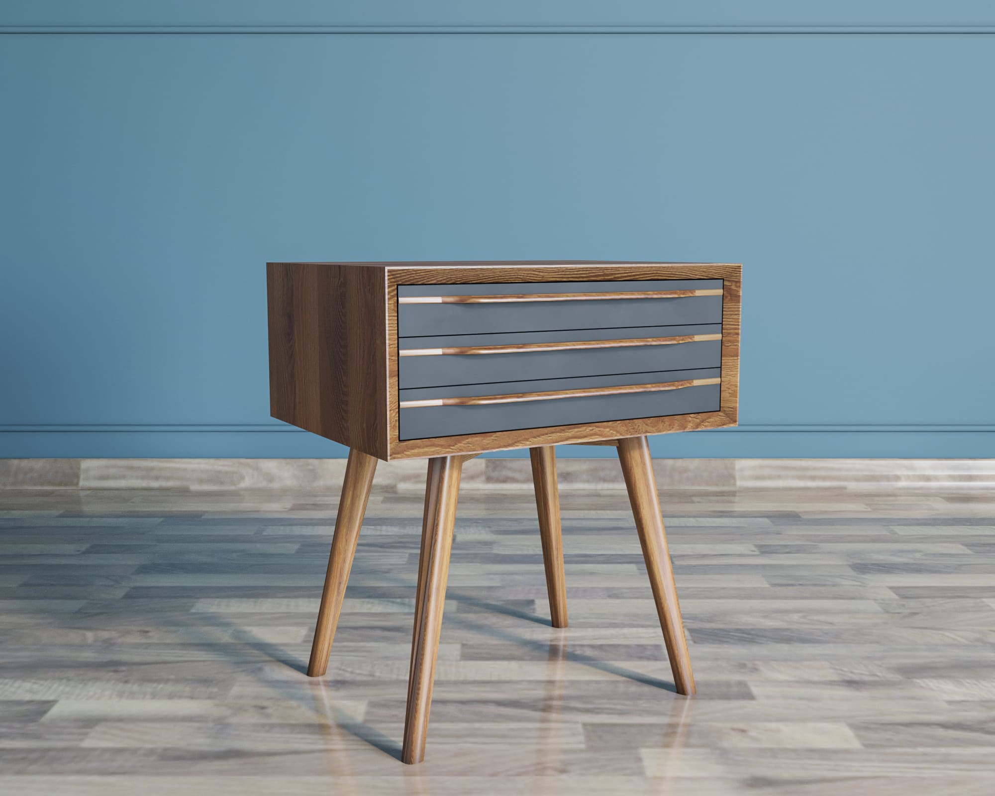 Тумба из дерева "Bruni Black" с тремя ящиками