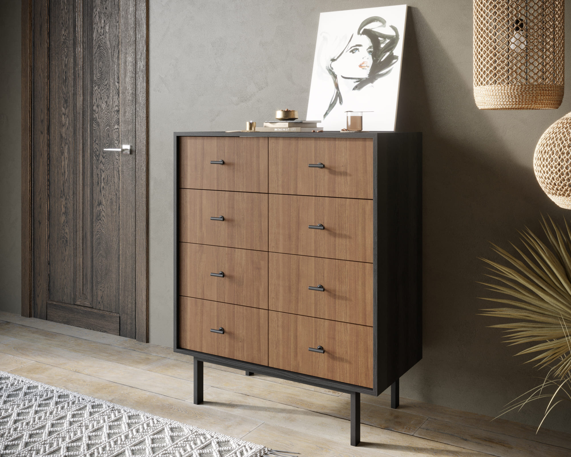 Комод на 8 ящиков дерево "Emerson"