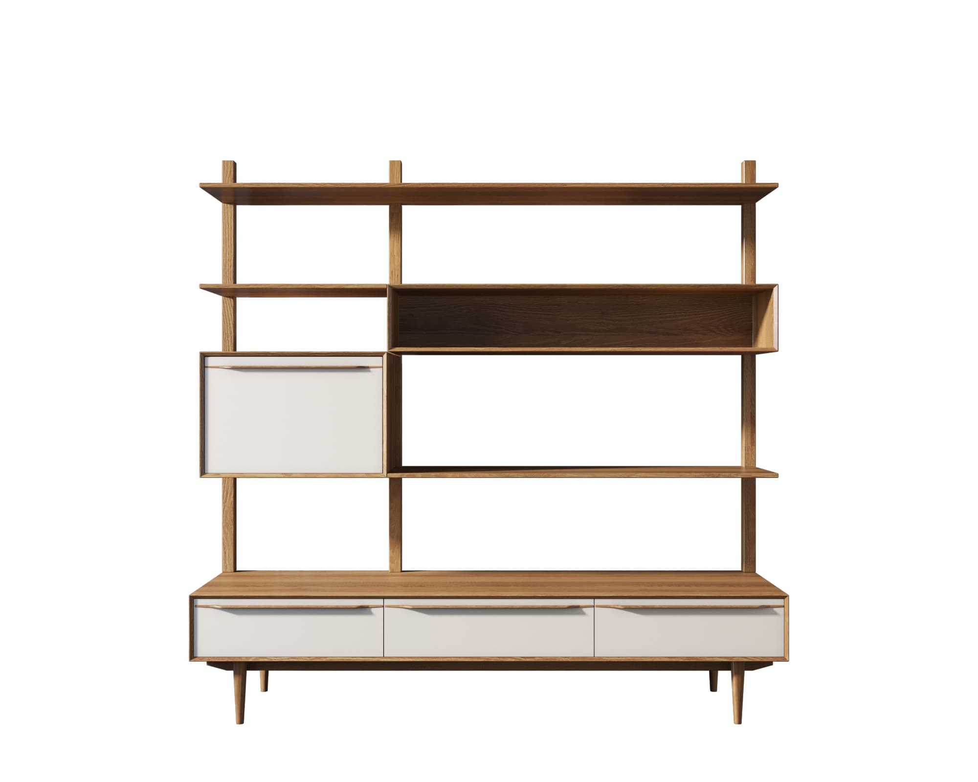 Стеллаж "Bruni white" с ящиками массив