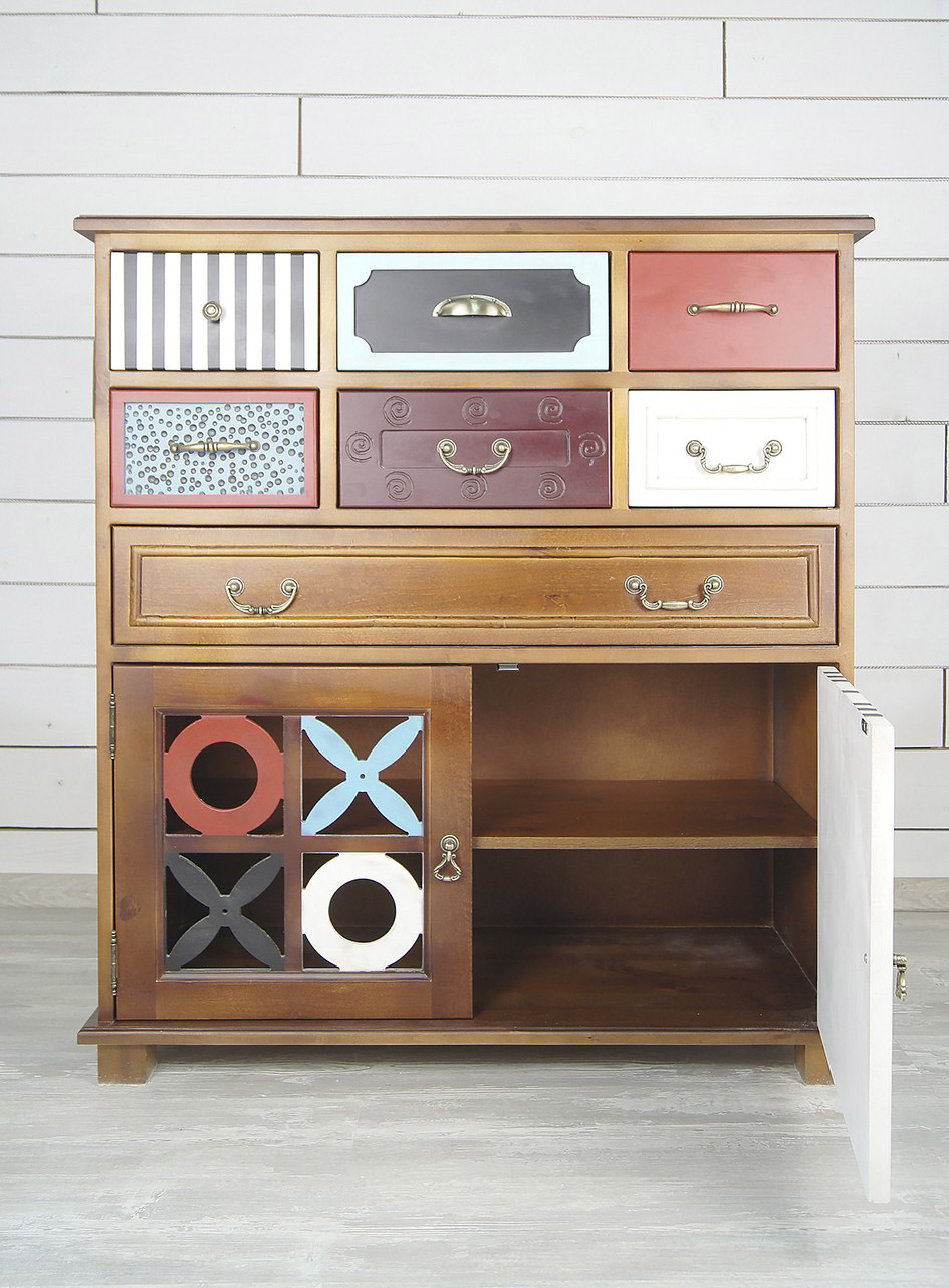 Вертикальный комод массив дерева Gouache Birch (7 ящиков) арт G20017ETG/1