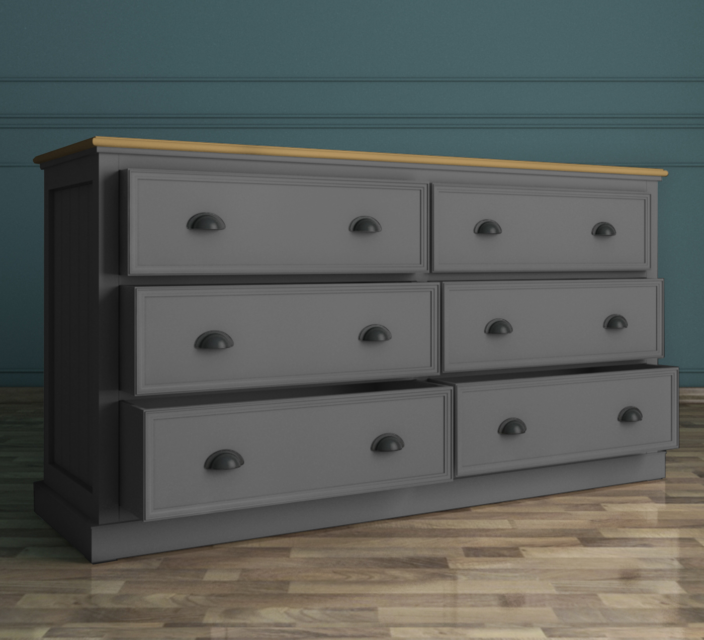 Серый комод "Palermo" с шестью ящиками