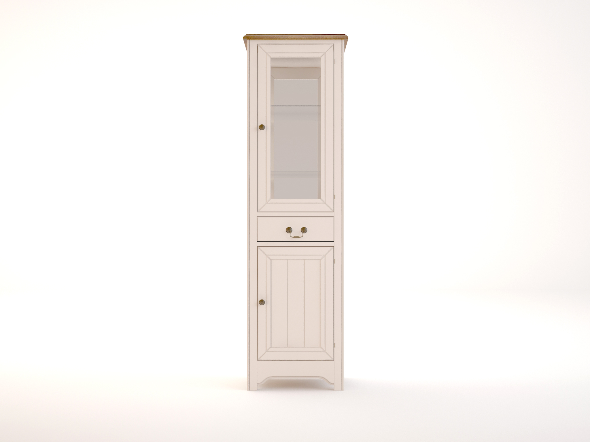 Узкий шкаф-витрина "Olivia" в бежевом цвете