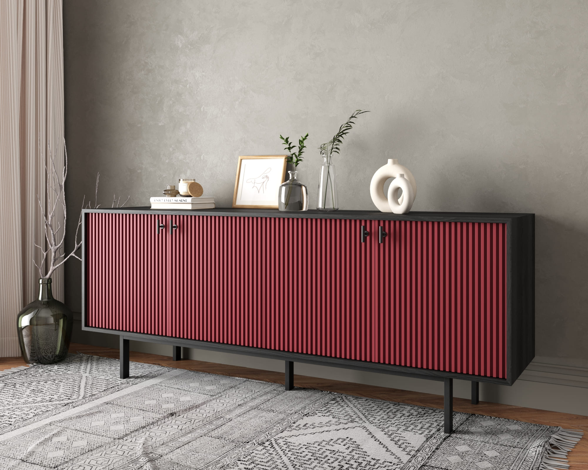 Комод с четыремя дверками "Emerson" арт EM01/red/L