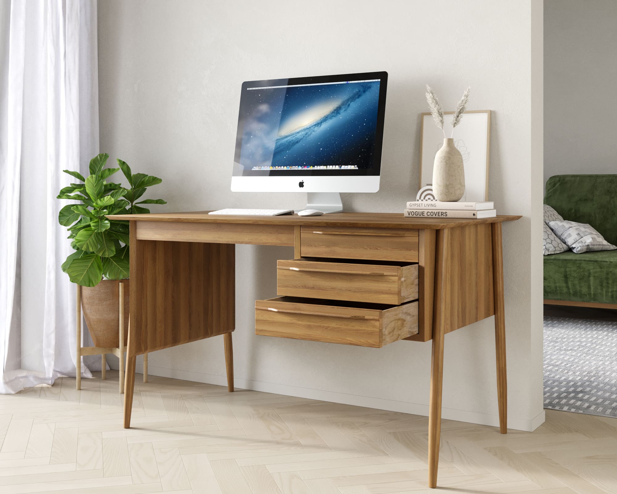 Рабочий письменный стол с 3 ящиками"Bruni" малый