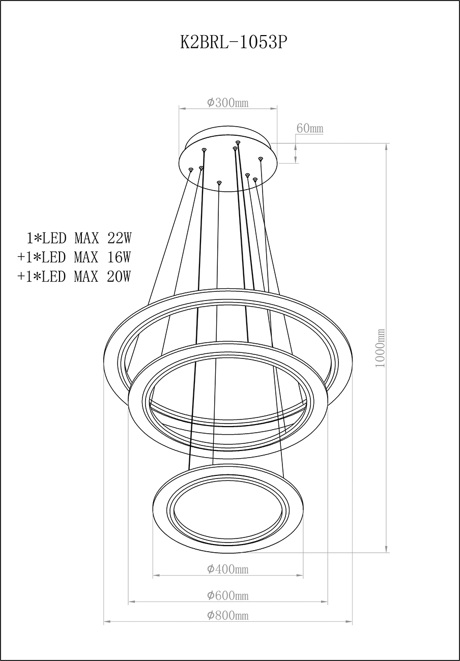 K2BRL-1053P Светильник потолочный 80*100см