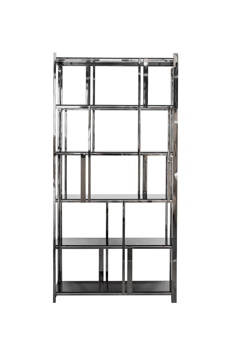 13RXSH3052-SILVER Стеллаж стекло черн./серебро