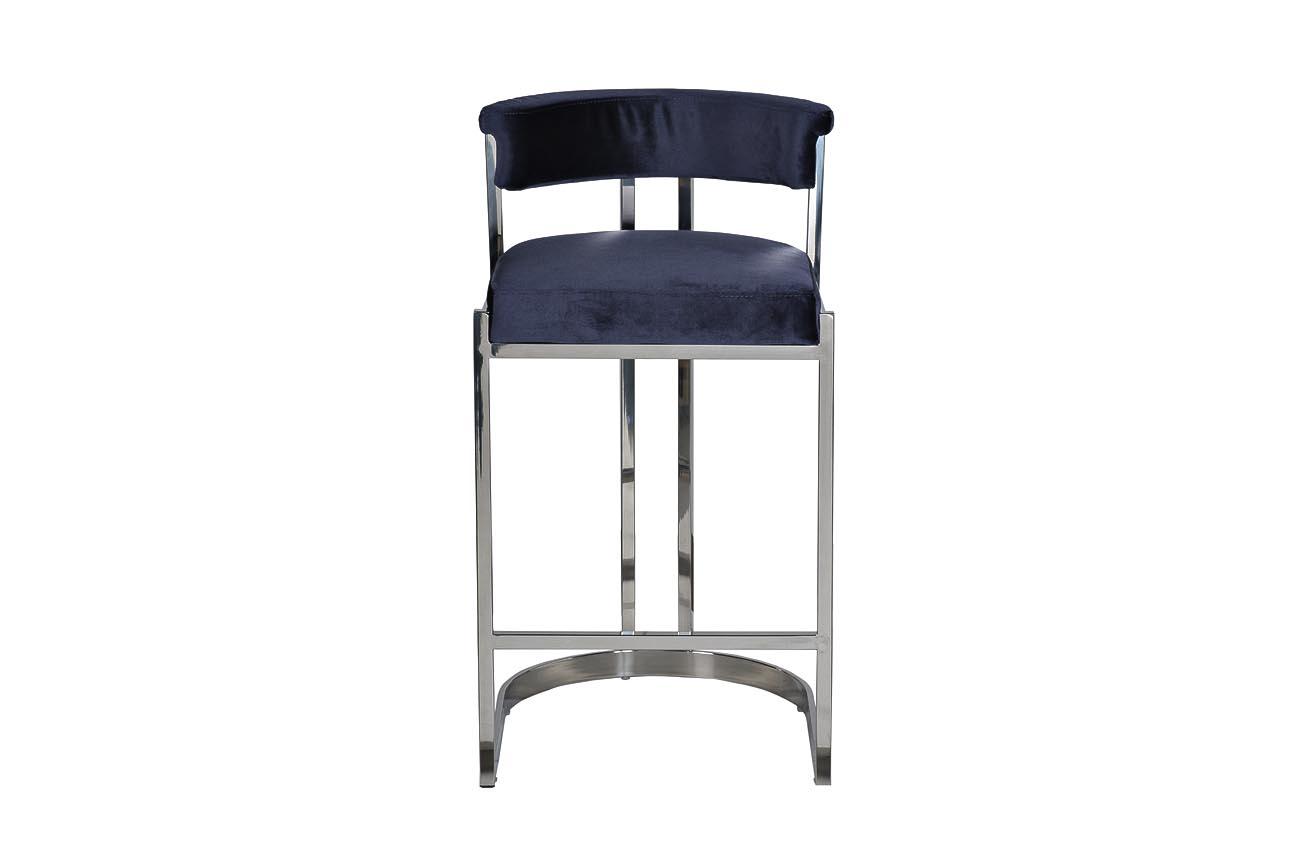 GY-B8216-DB Стул барный, велюр темно-синий/хром