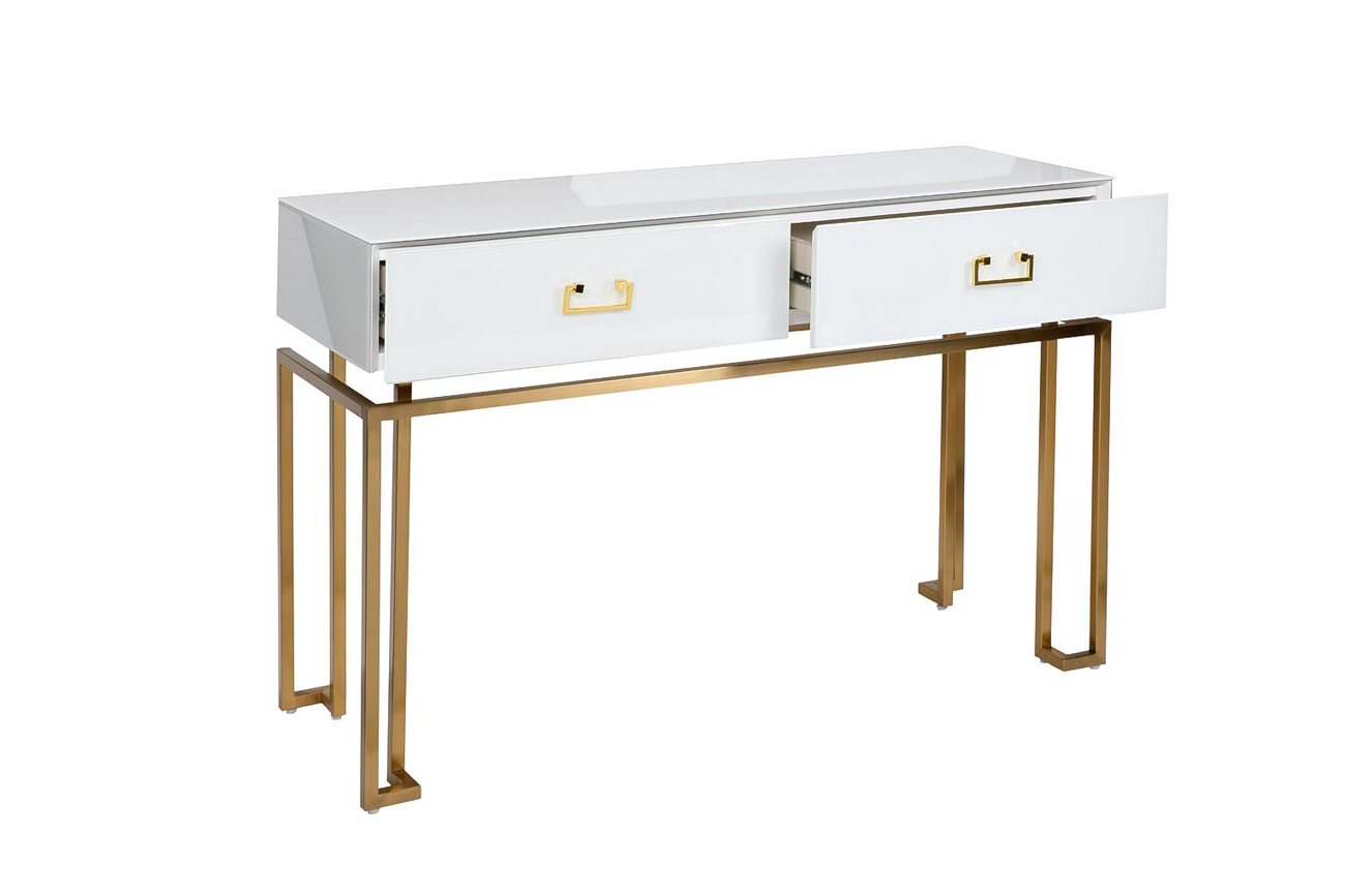 KFG070 Консоль, 2 ящика, белая/ золото