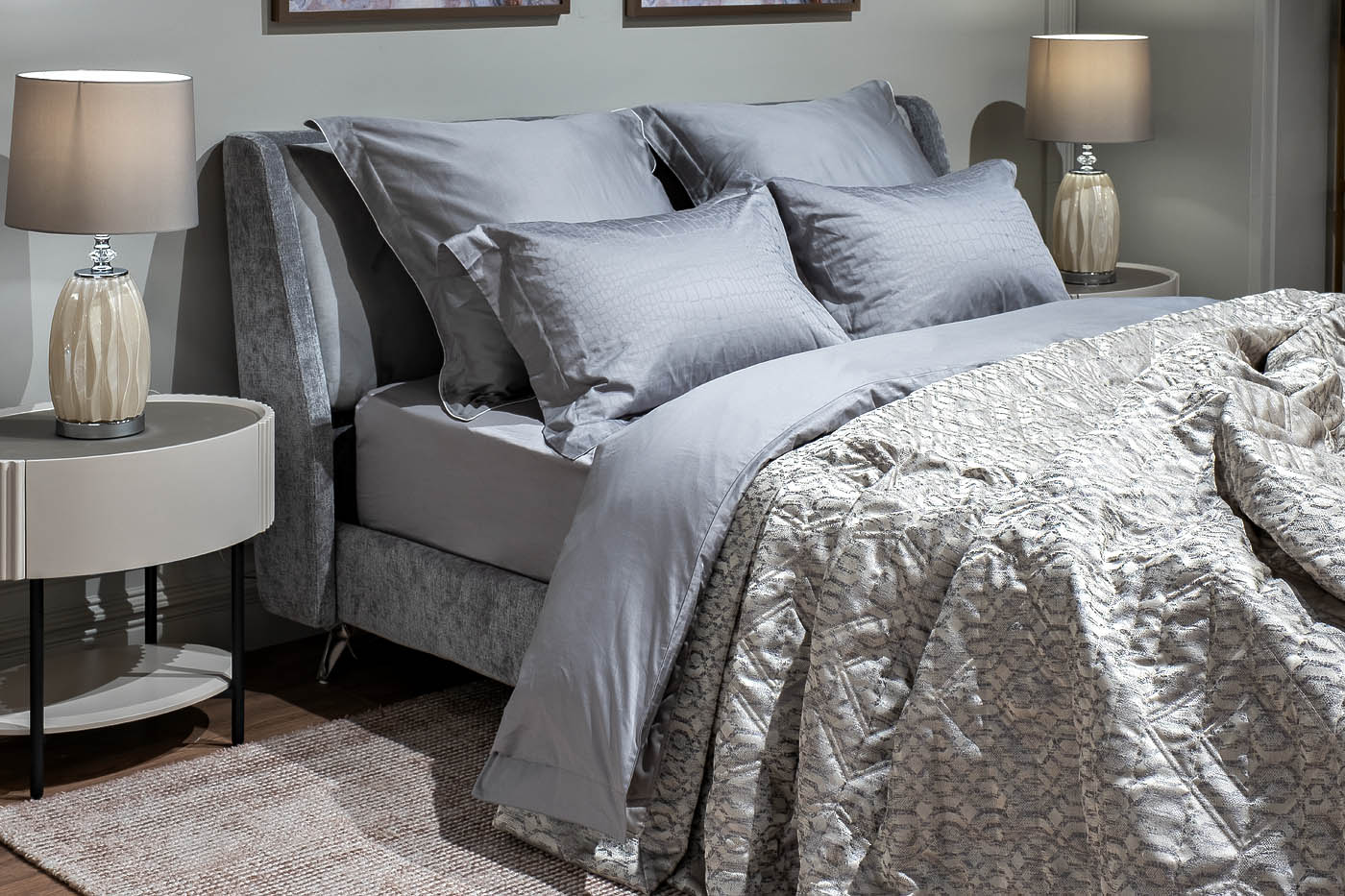 121GD-HOUST110-POKR SER-Покрывало HOUSTON серое со стежкой