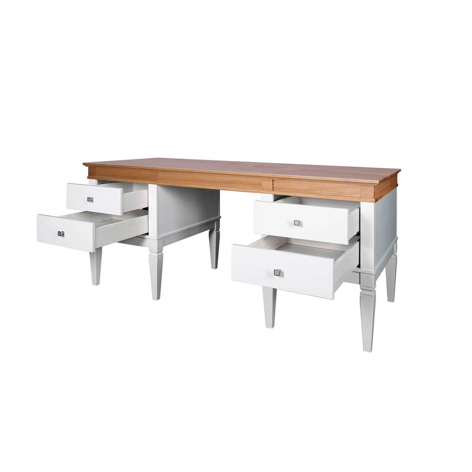 Стол письменный белый массив «Ольса» 204 (белый лак/антик 24)