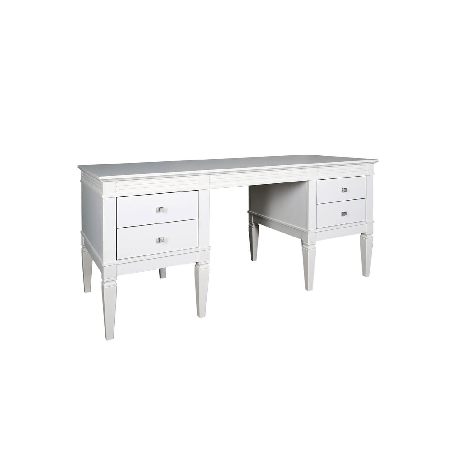 Стол письменный белый 4 ящика "Ольса" 204 (белый лак)