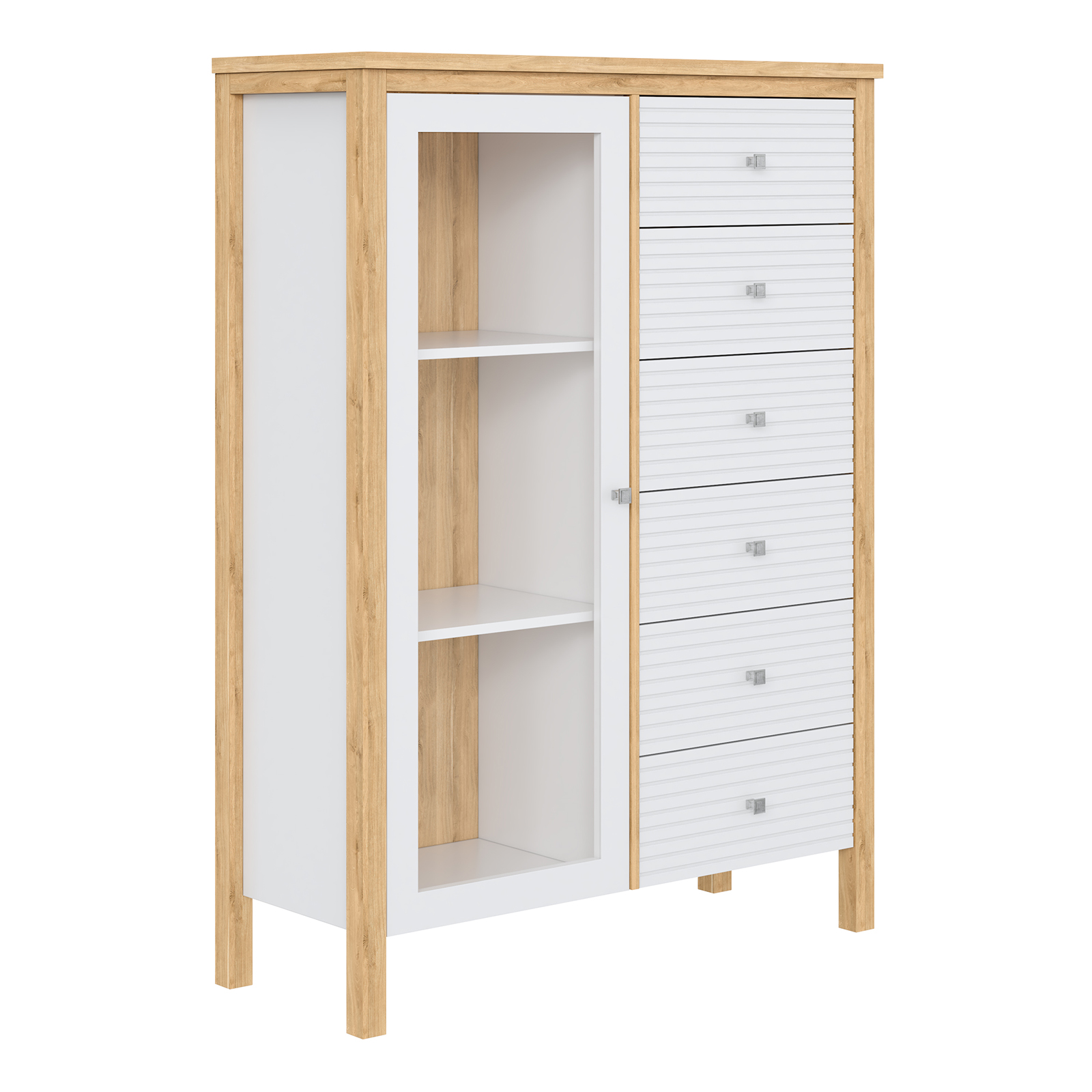 Тумба с 6 ящиками Вояж-16-Р/Я (Белый лак + антик №24)