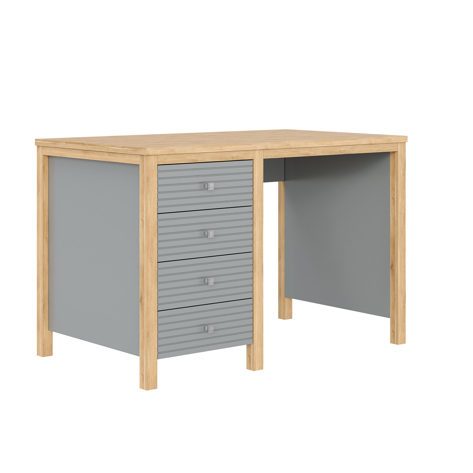 Стол письменный серый Вояж-04-РЯ (Серый №7042 + антик №24)