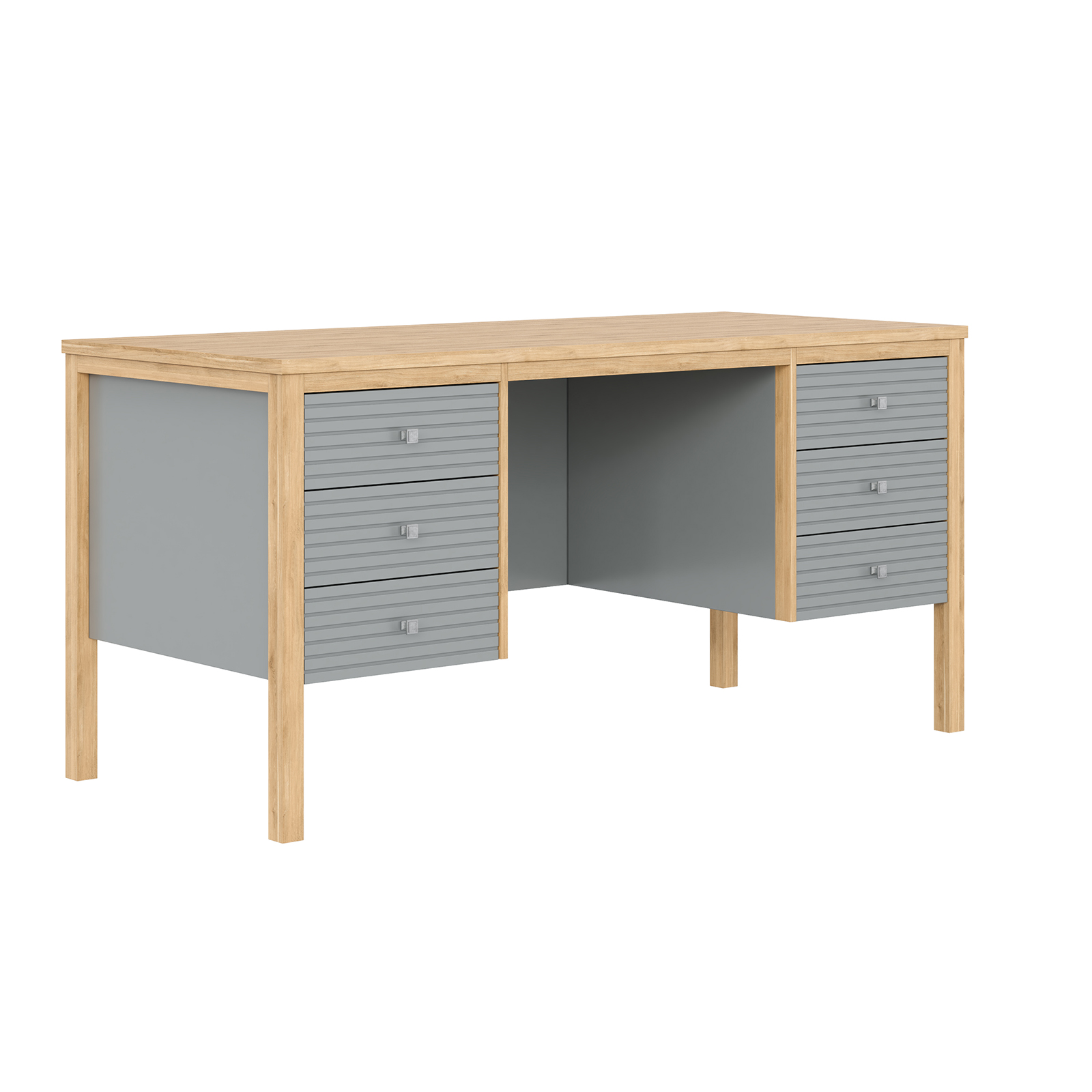 Стол письменный с 6 ящиками Вояж-06-РЯ (Серый №7042 + антик №24)