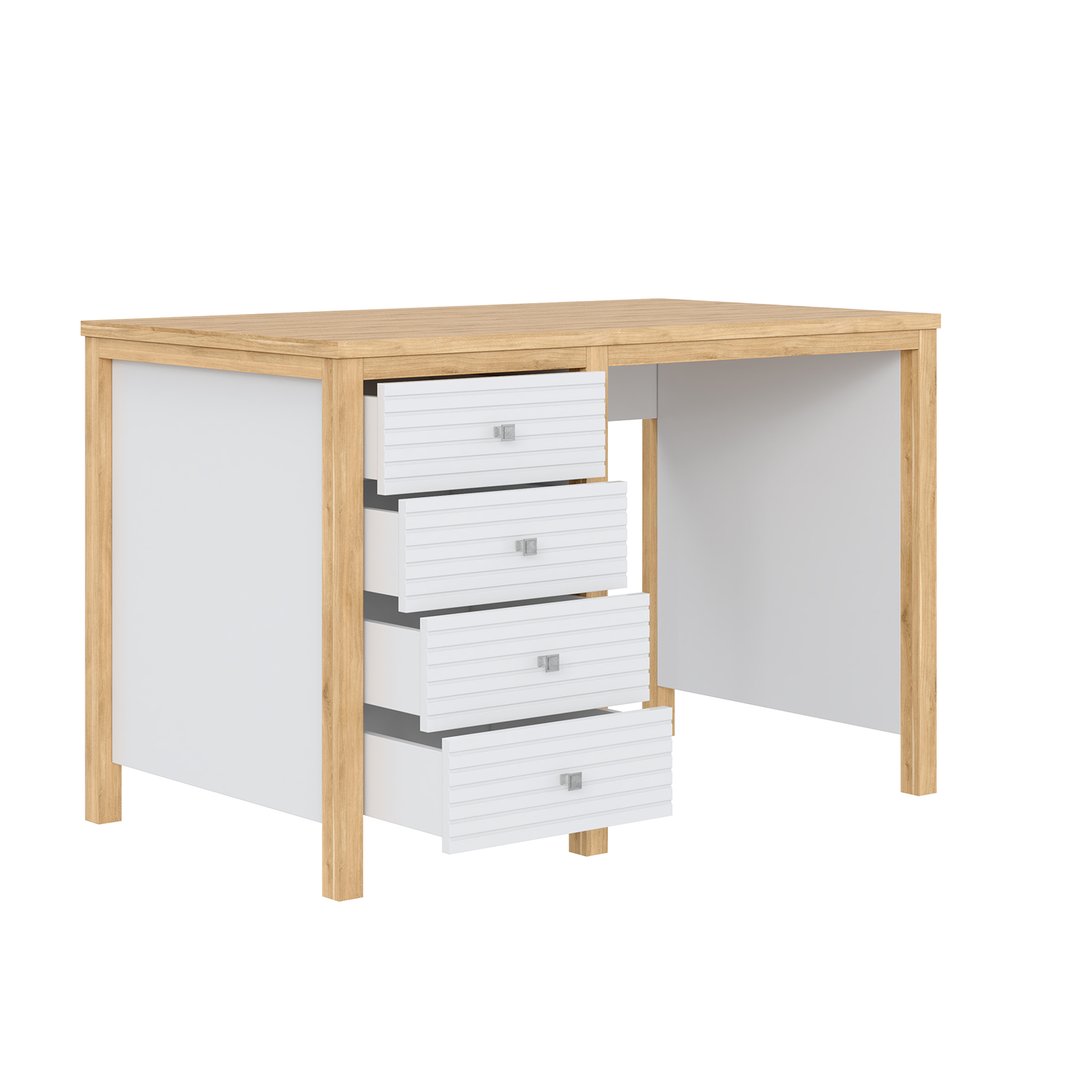 Стол письменный с ящиками Вояж-04-РЯ (Белый лак + антик №24)