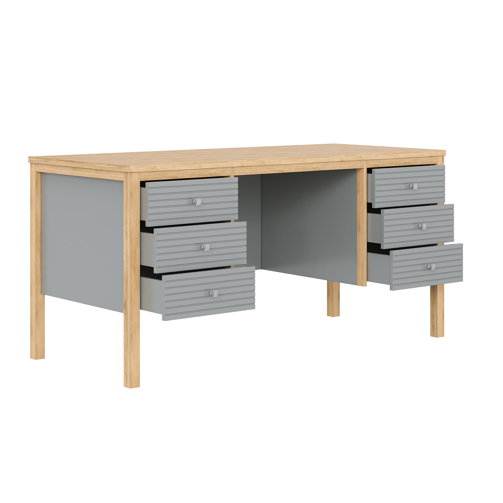 Стол письменный с 6 ящиками Вояж-06-РЯ (Серый №7042 + антик №24)