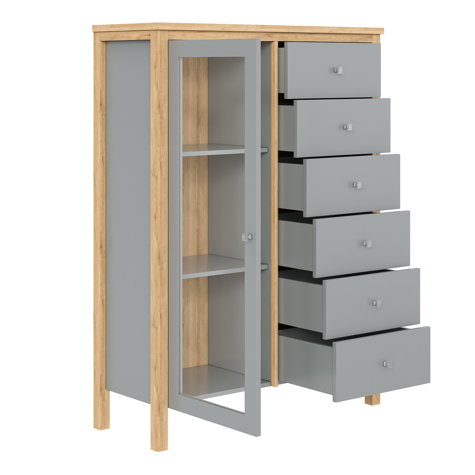 Тумба с 6 ящиками Вояж-16 (Серый №7042+ антик №24)