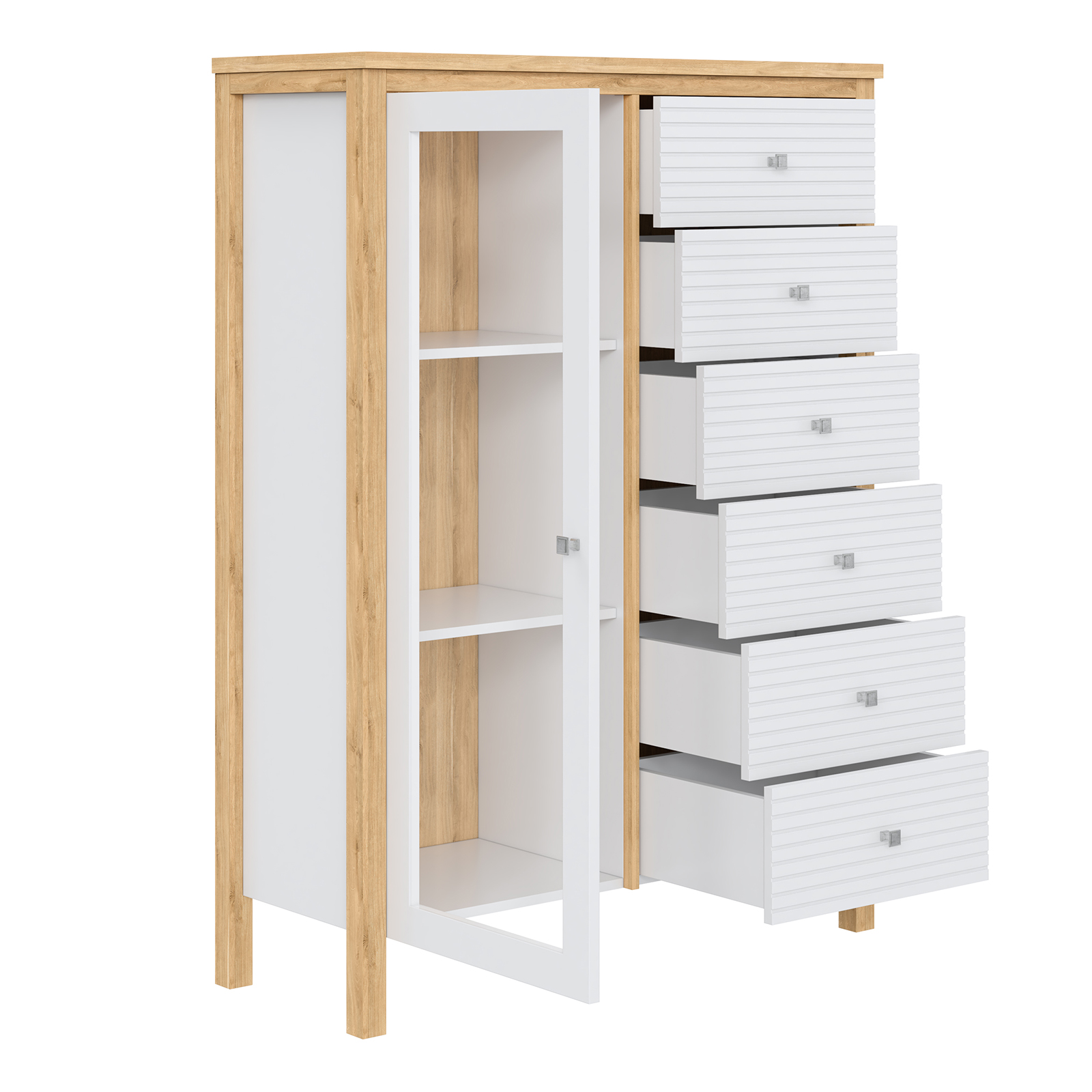 Тумба с 6 ящиками Вояж-16-Р/Я (Белый лак + антик №24)