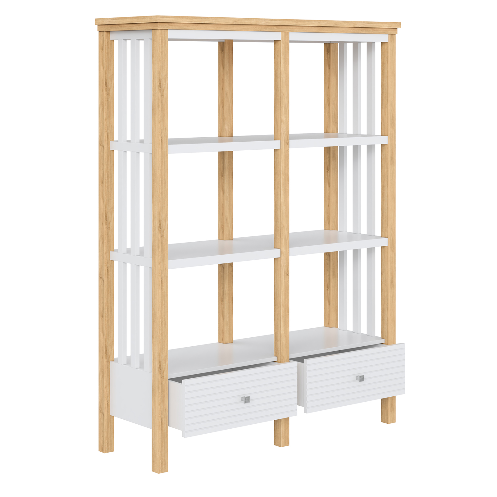 Стеллаж белый Вояж-02-160-Р/Я (Белый лак + антик №24)