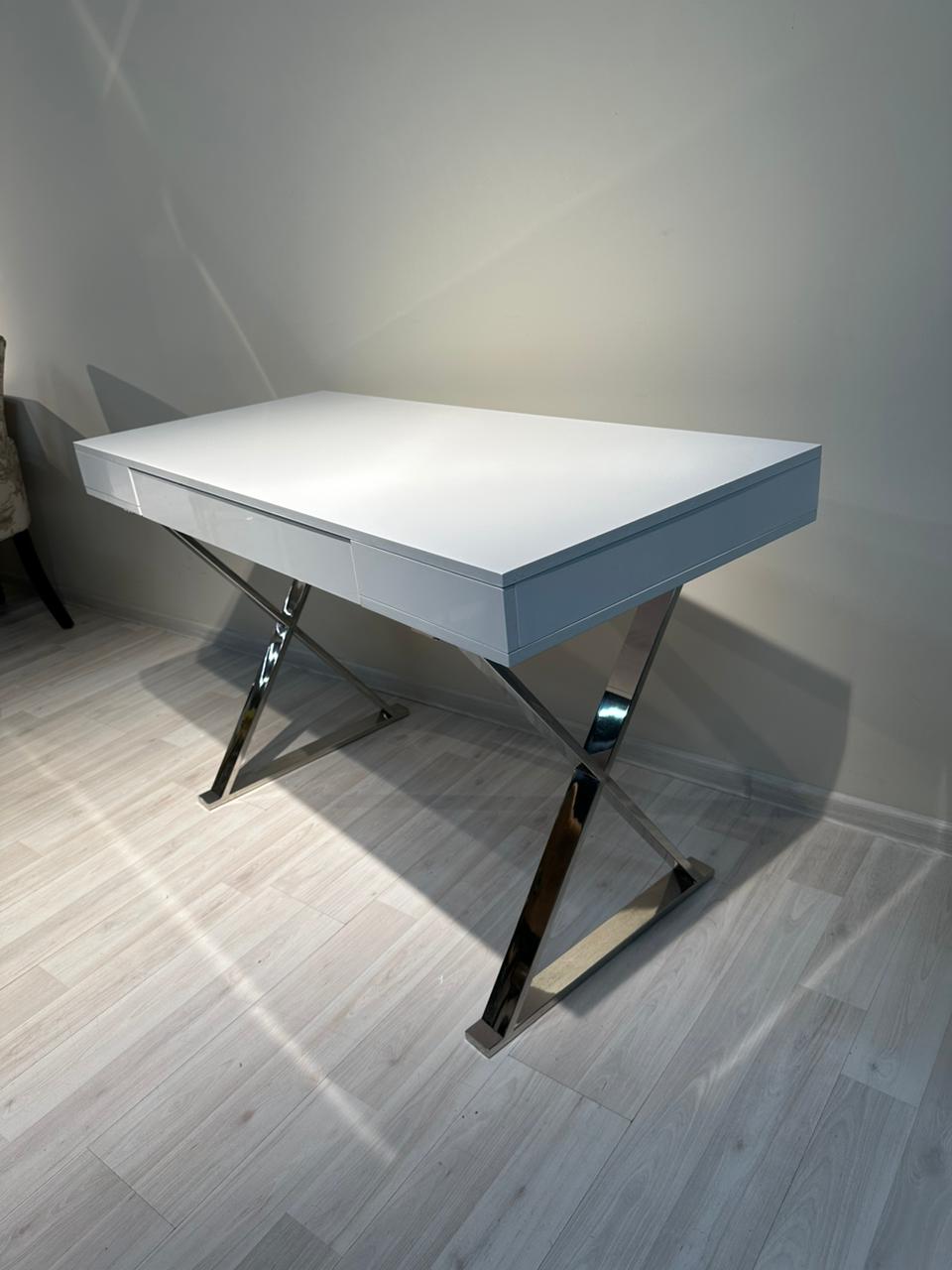 Стол-консоль Рокки MJ-001, 120х55х76 см, белый/хром