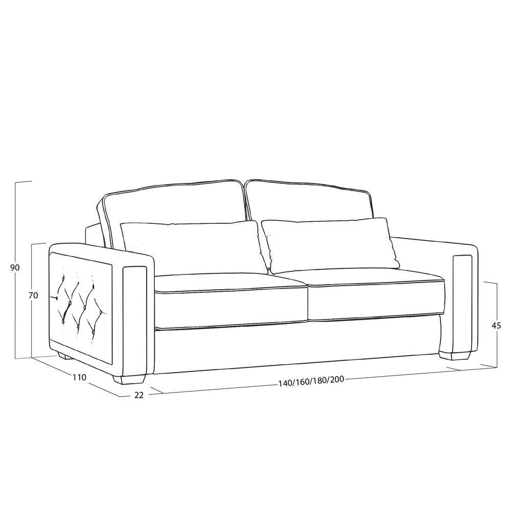 Диван Diamante (с механизмом) DDi-I-180-K03-Ka-B39