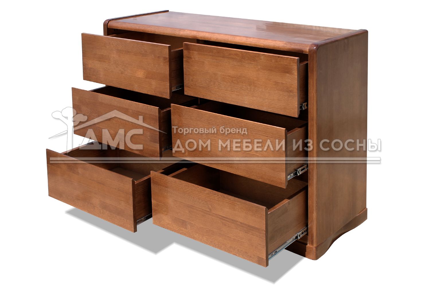 Комод с 6 ящиками массив сосны Бали Люкс