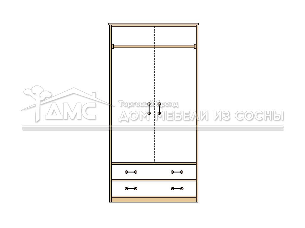 Шкаф с 2 ящиками массив сосны ECO-12