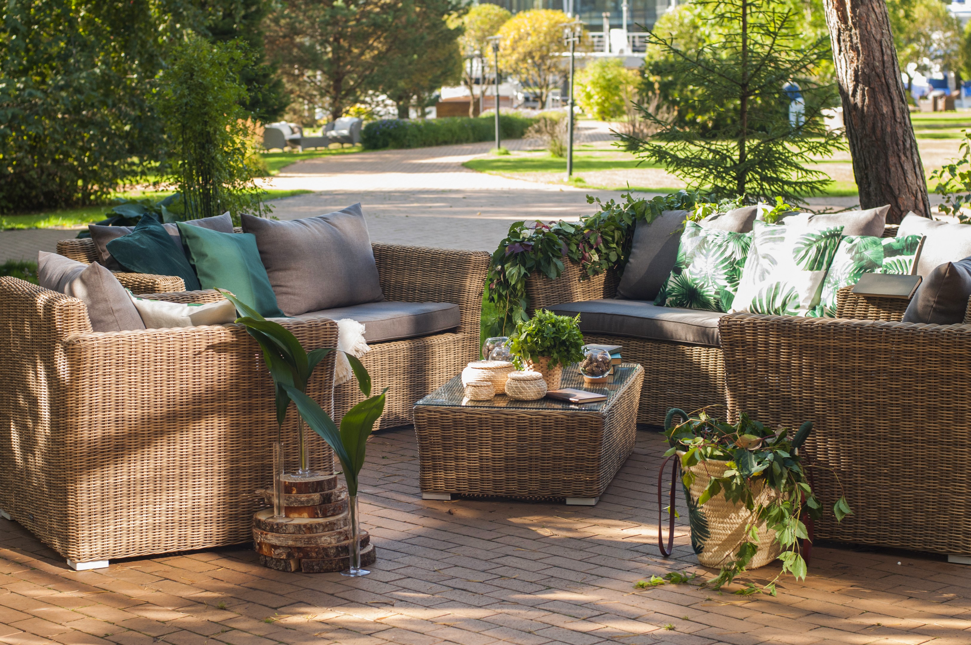 "Капуто Дабл" лаунж-зона из искусственного ротанга, цвет соломенный