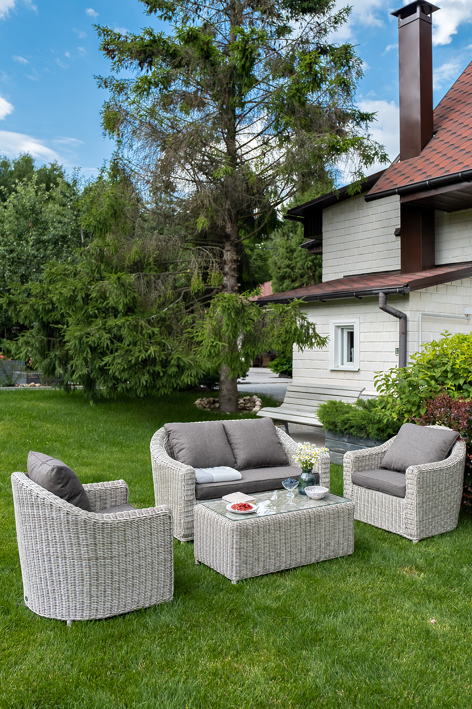 "Копаннини" диван из искусственного ротанга двухместный, цвет бежевый