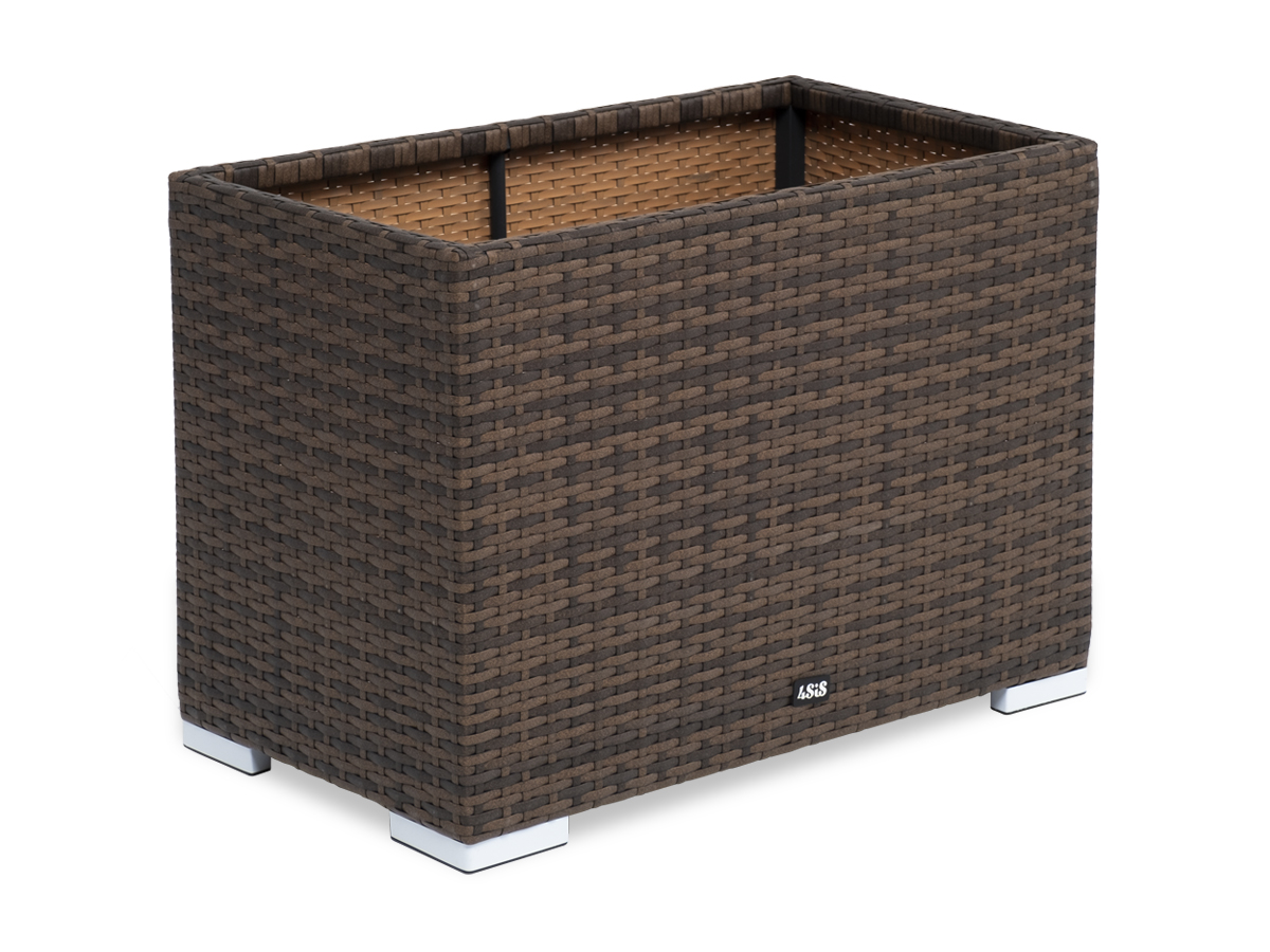 "Лунджи" кашпо для цветов большое плетеное из искусственного ротанга, цвет коричневый