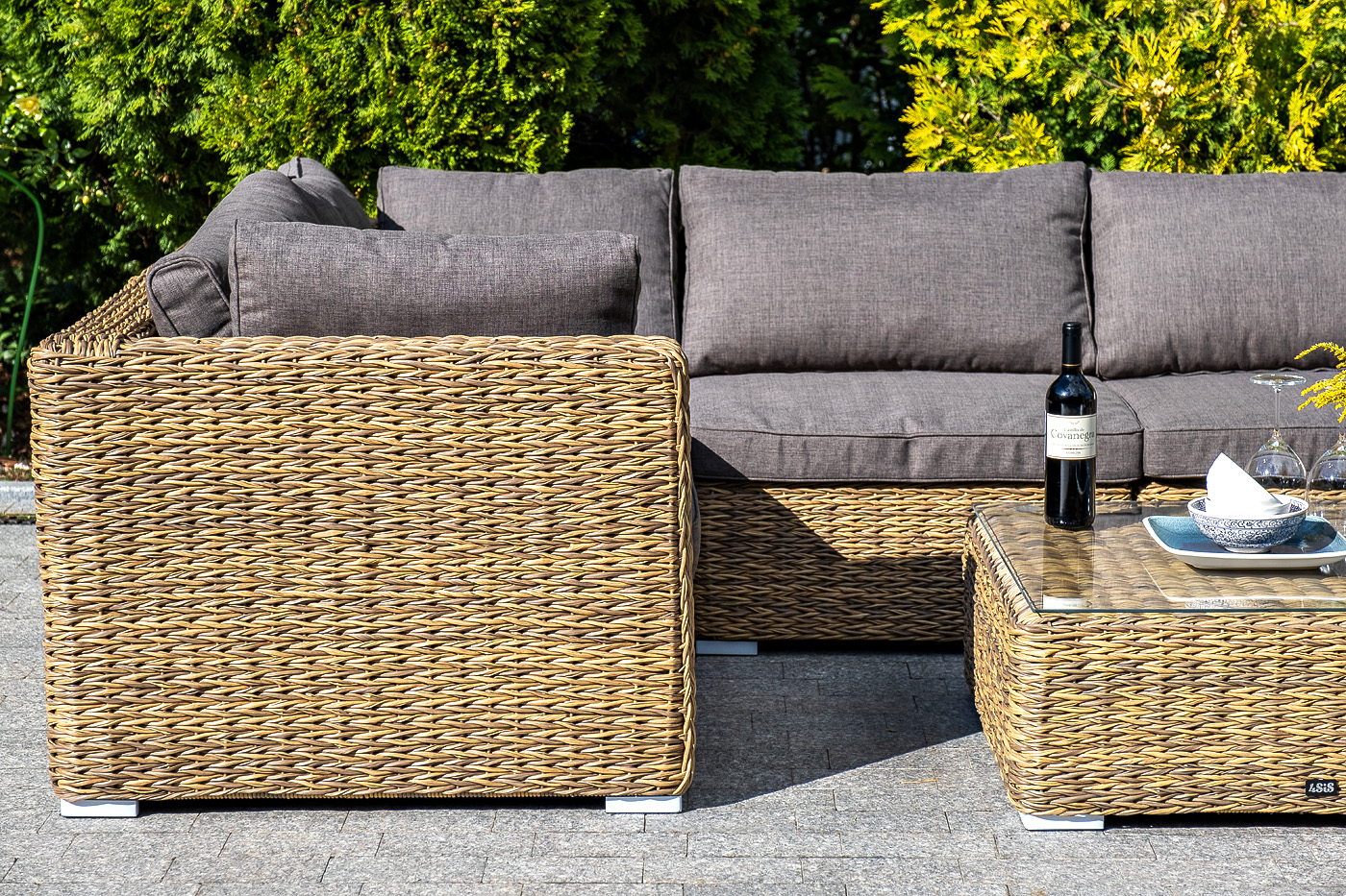 "Лунджи" модуль диванный угловой с подушками, цвет соломенный (гиацинт)