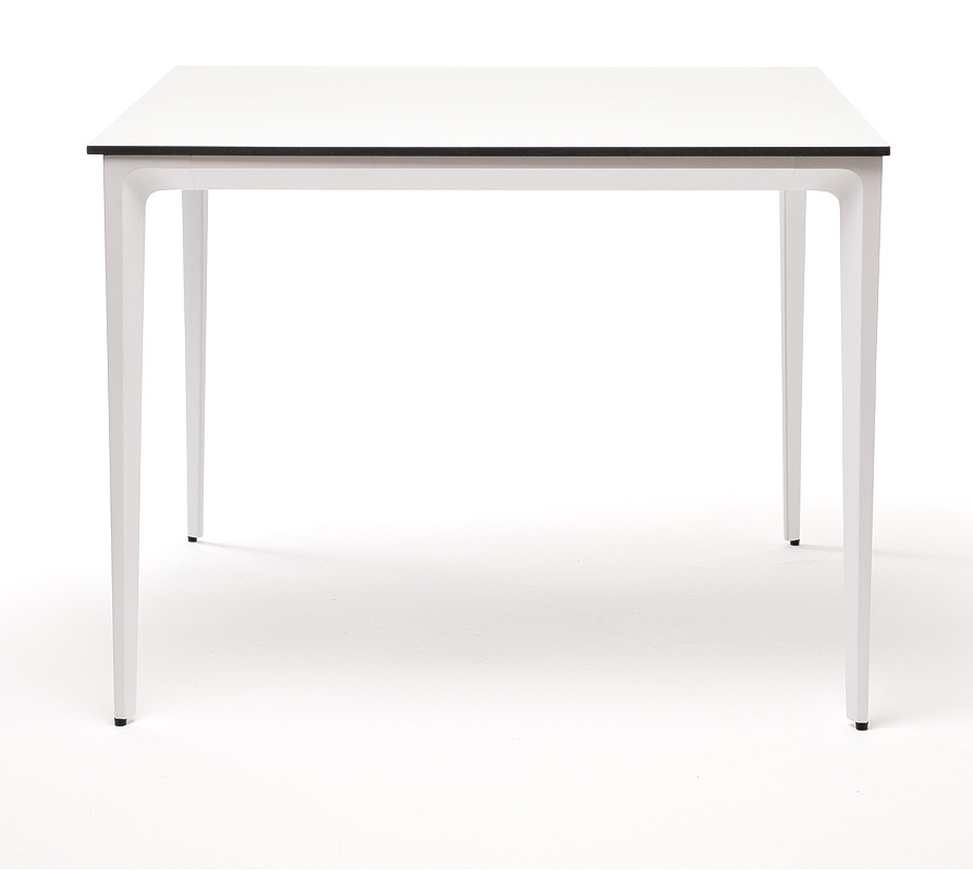 "Малакио" обеденный стол из HPL 90х90см, цвет молочный, каркас белый