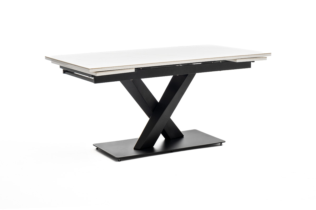 "Юпитер" стол интерьерный раздвижной обеденный из керамики, цвет белый глянцевый