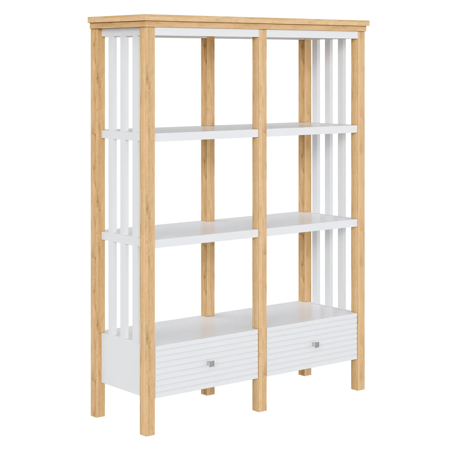 Стеллаж белый Вояж-02-160-Р/Я (Белый лак + антик №24)