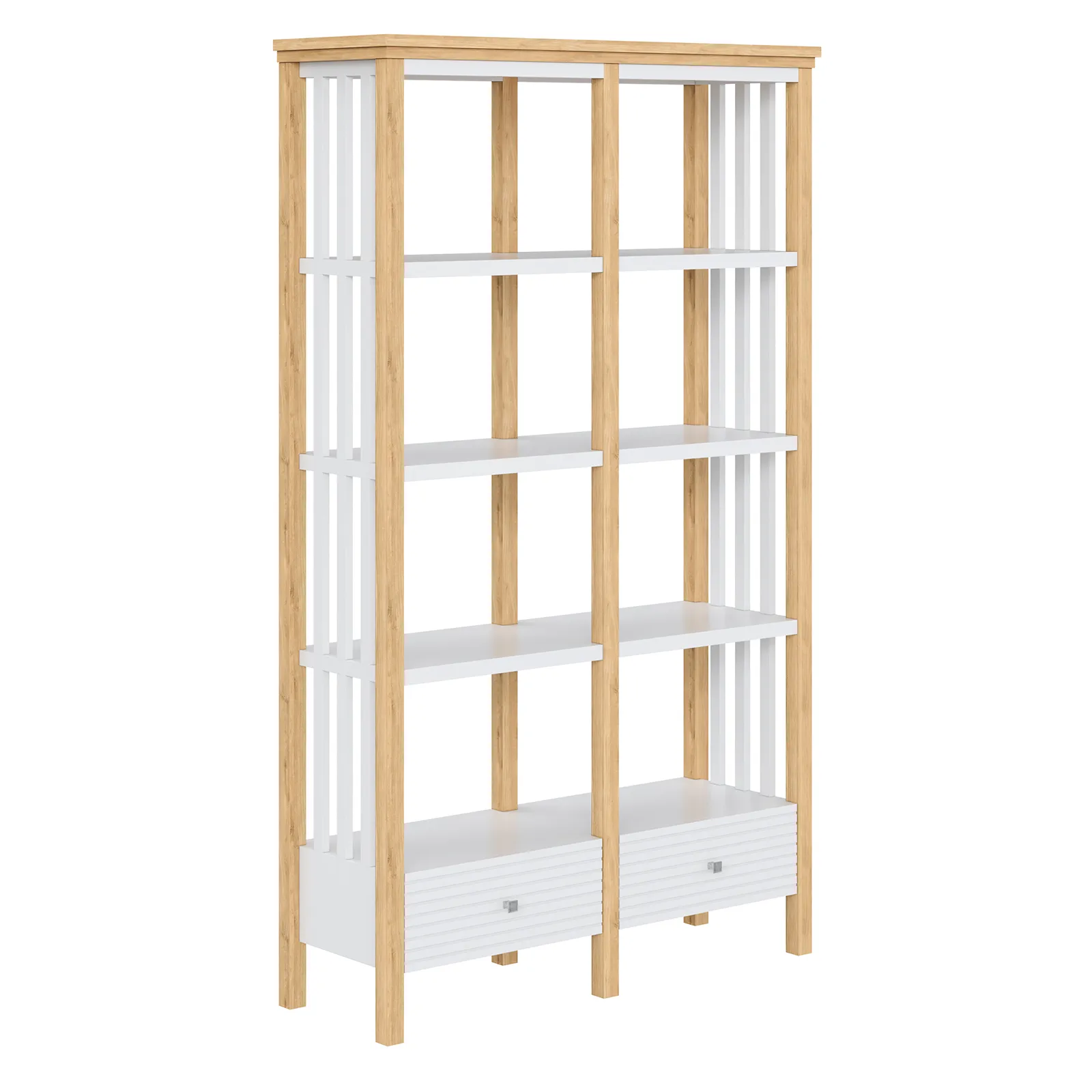 Стеллаж массив сосны Вояж-02-200-Р/Я (Белый лак + антик №24)