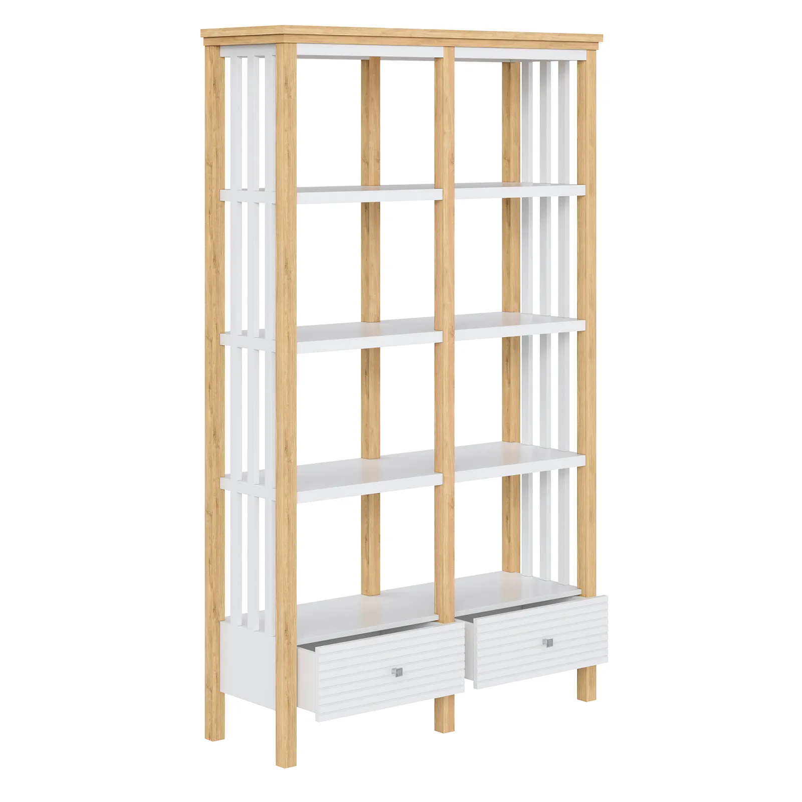 Стеллаж массив сосны Вояж-02-200-Р/Я (Белый лак + антик №24)