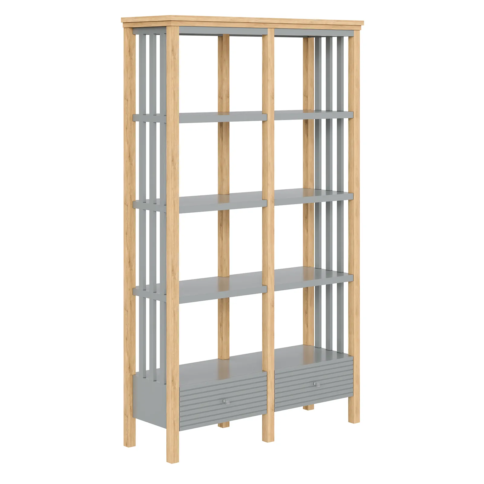 Стеллаж деревянный Вояж-02-200-Р/Я (Серый №7042+ антик №24)