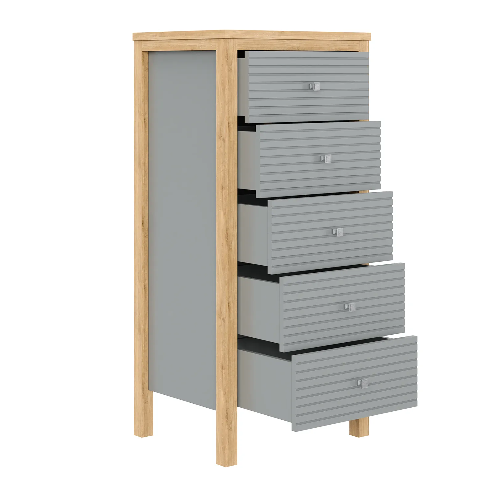 Комод массив сосны Вояж-05-Р/Я (Серый №7042+ антик №24)