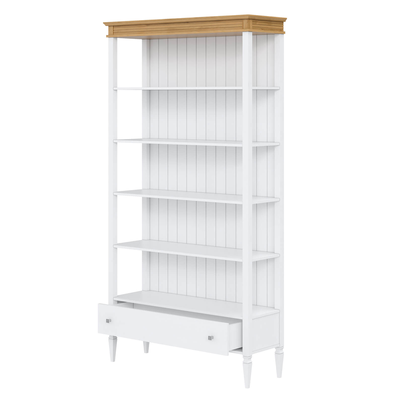 Шкаф книжный «Ольса» 201 (белый лак-антик 24)