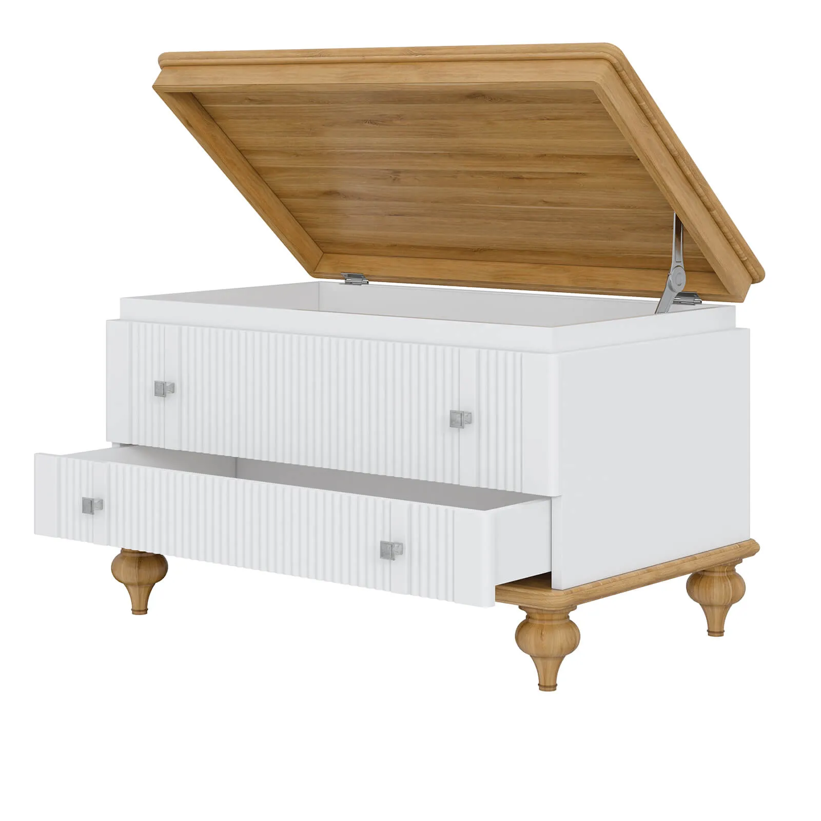 Тумба массив сосны (сундук) "Рандеву" 01 (белый лак/антик 24)