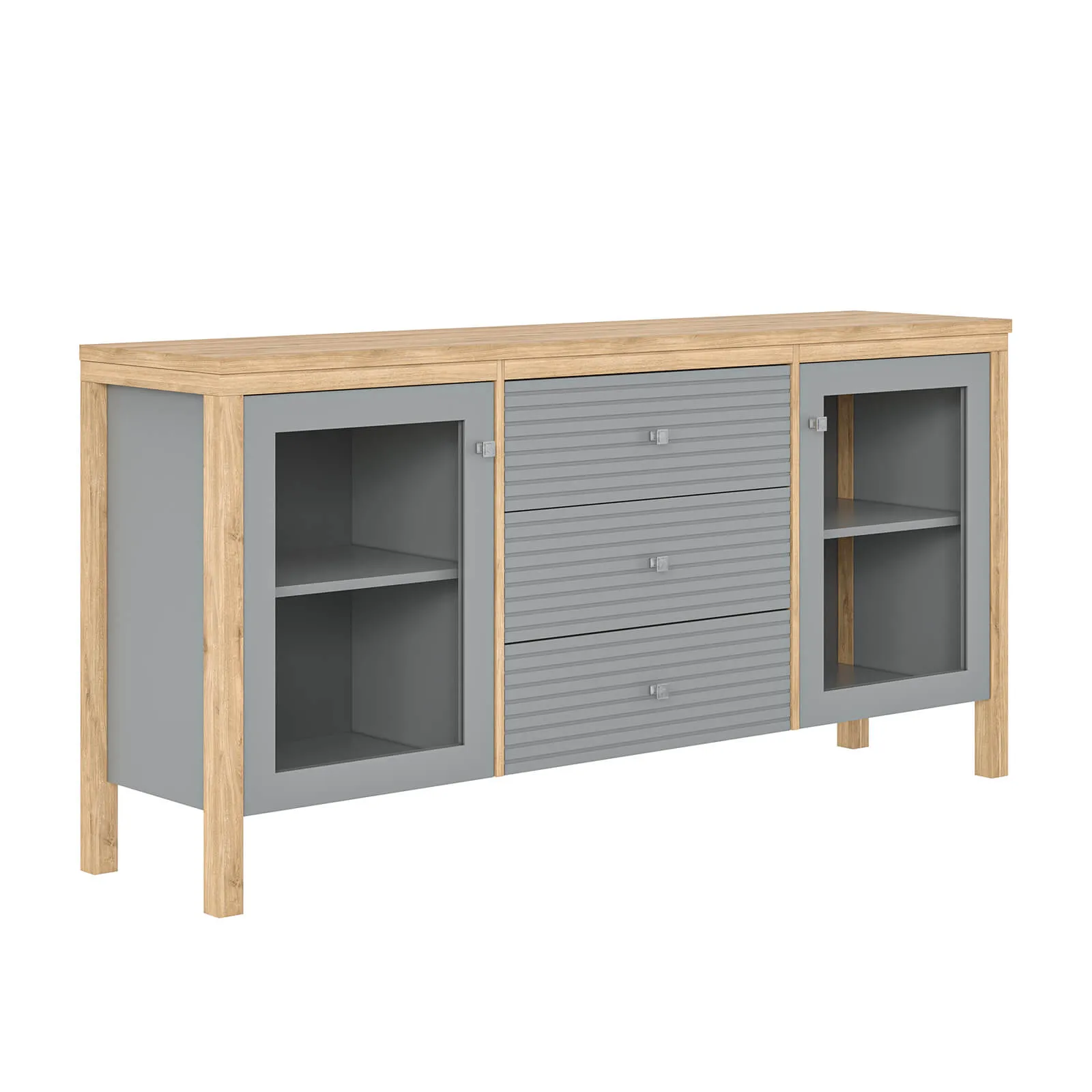 Тумба ТВ деревянная Вояж-23-РЯ (Серый №7042+ антик №24)