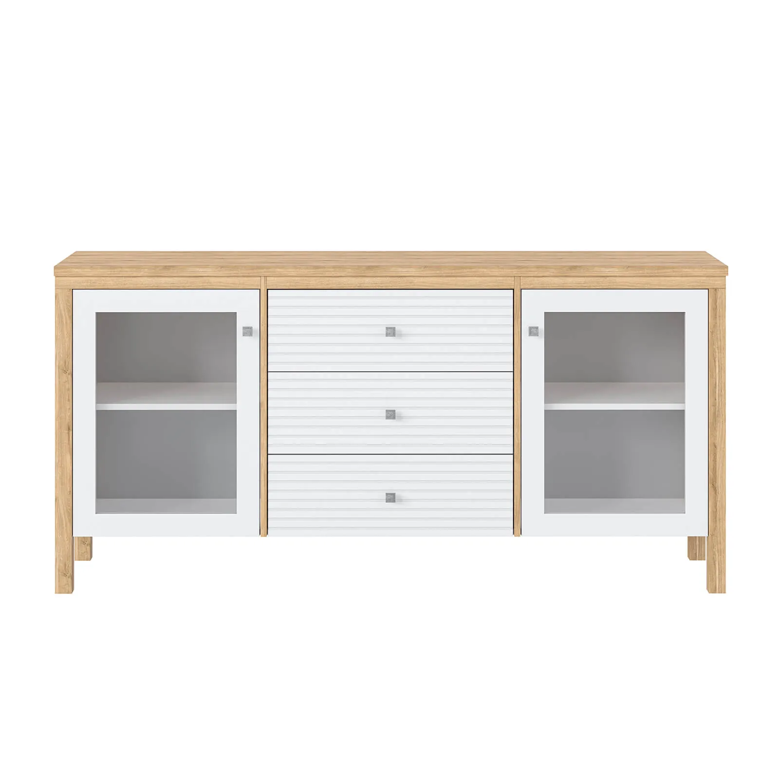 Тумба ТВ с 3 ящиками Вояж-23-РЯ (Белый лак + антик №24)