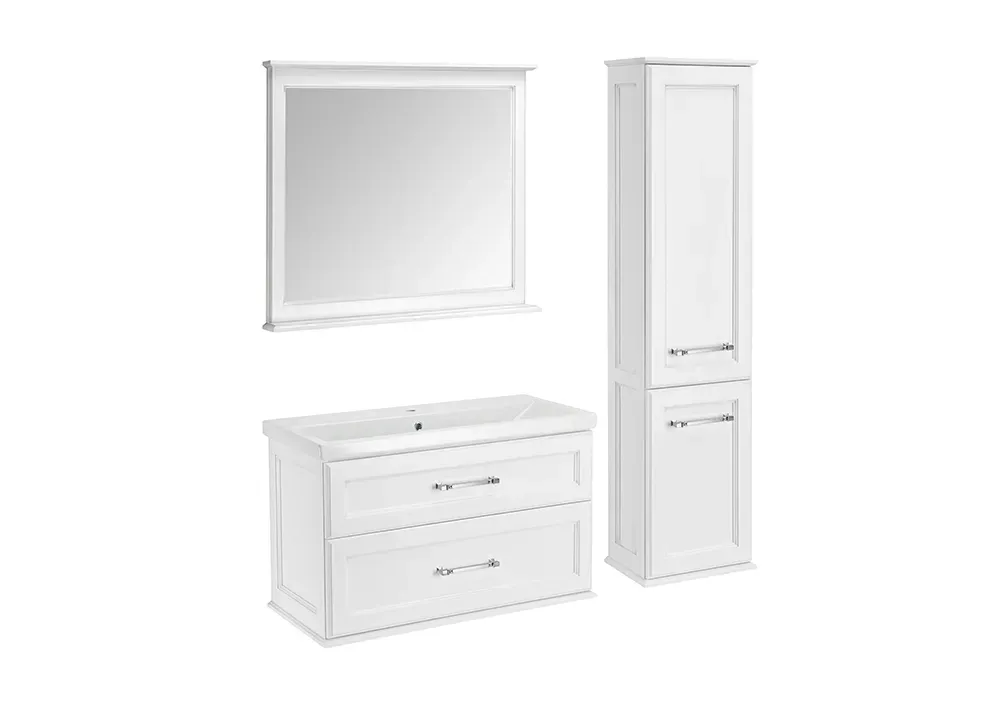 Тумба Венеция 100 Белый Патина Серебро